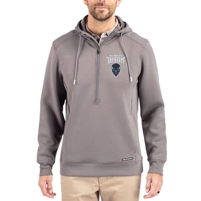  Howard Bison Cutter & Buck Roam Eco Recycled Half-Zip Pullover Hoodie - Gray